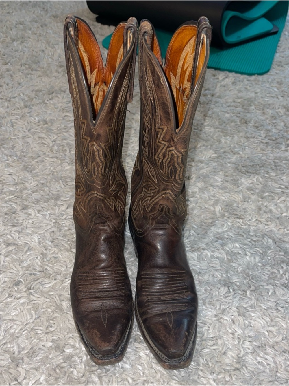 Lucchese N4554 Brown Savannah Stitch Snip Toe Western Cowgirl Boots Size 6